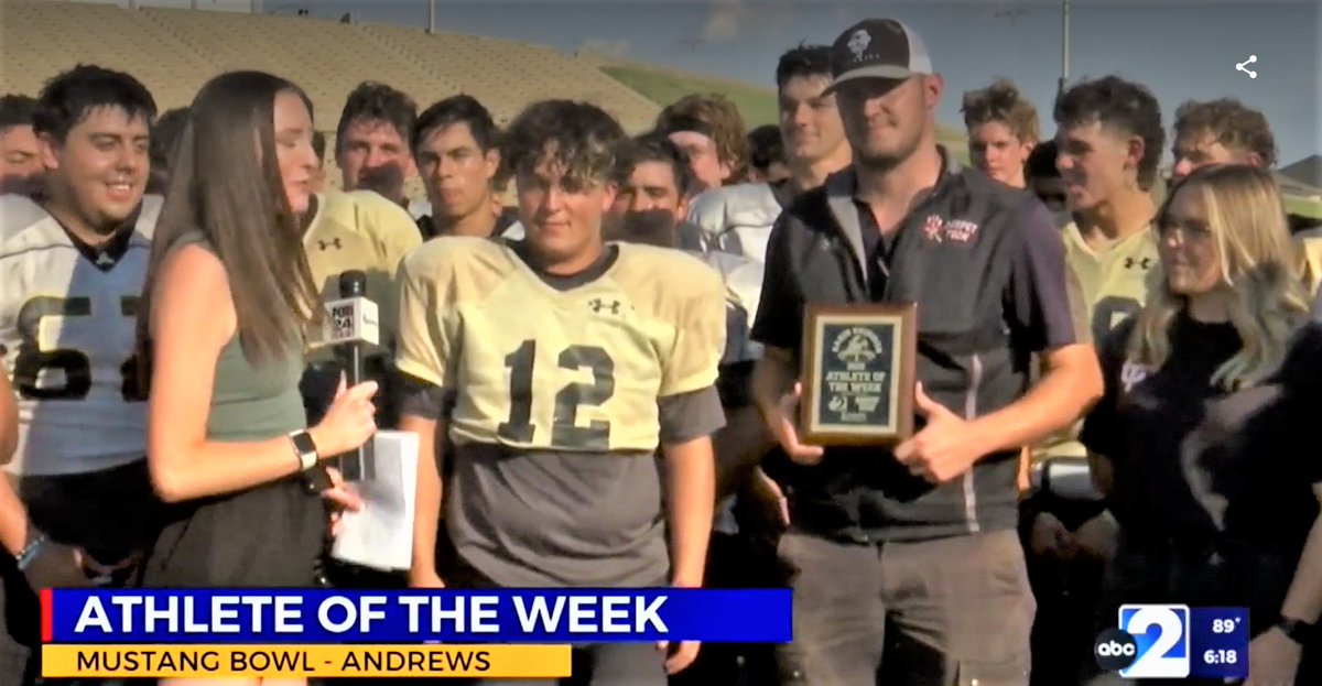 CallCarpetTech's tweet photo. Congrats to Andrews High School quarterback Ashton Galvan the Carpet Tech Athlete of the Week on ABC Big 2 News - KMID!  

See full story here: https://t.co/JjQqAvb6e9 

#ctcares #community #andrewshighschooltx #altheteoftheweek #carpettechodessatx https://t.co/WM6Ik71Cbw