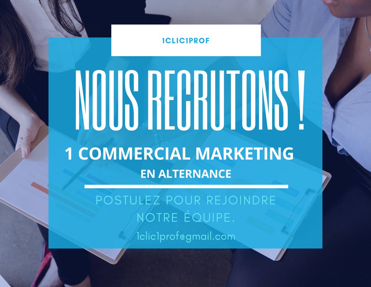 1clic1prof's tweet photo. ‼️On recrute un commercial en alternance‼️
À vos cv : 1clic1prof@gmail.com
#alternance #Commercial #marketing #alternancecommercial https://t.co/jma0sFYP9p