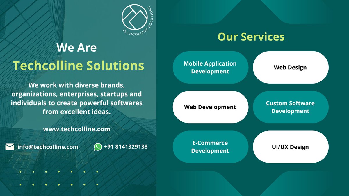 TechcollineS's tweet image. We offer a wide range of customised services in #MobileAppDevelopment, #websitedevelopment, #softwaredevelopment, #uiuxdesign and much more.

We believe in delivering the #services without compromising on time and quality.

#ITServices #ITConsulting #ITCompany #business #tech