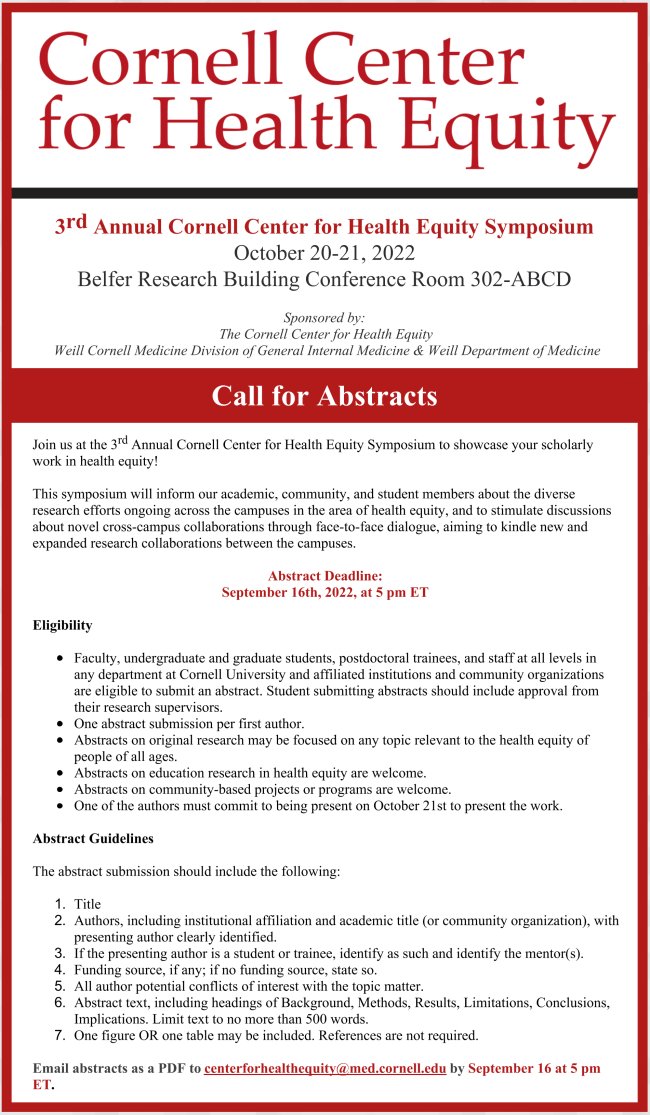 📢 CALL FOR ABSTRACTS! Submission Deadline: September 16, 2022, at 5 pm ET! 📄 conta.cc/3Dh1tw7