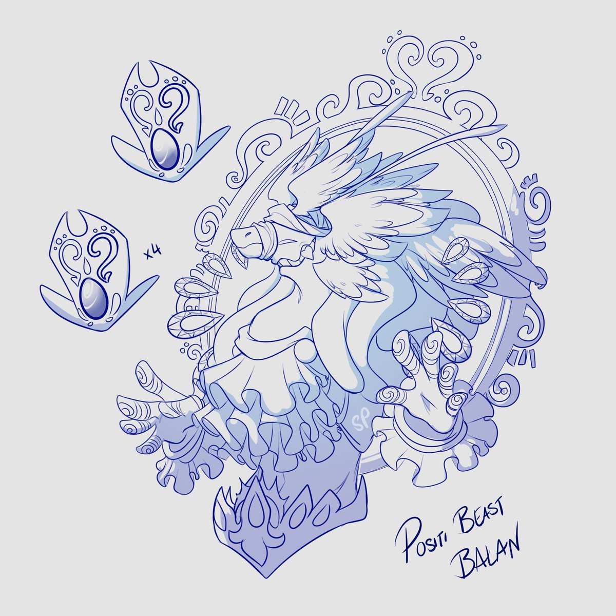 Silverpsyched's tweet photo. A whole bunch of ideas thrown together for what a Positi Beast Balan might look like! Hopefully I'll get around to colouring it sometime #BalanWonderworld https://t.co/q2RYu3QKX3