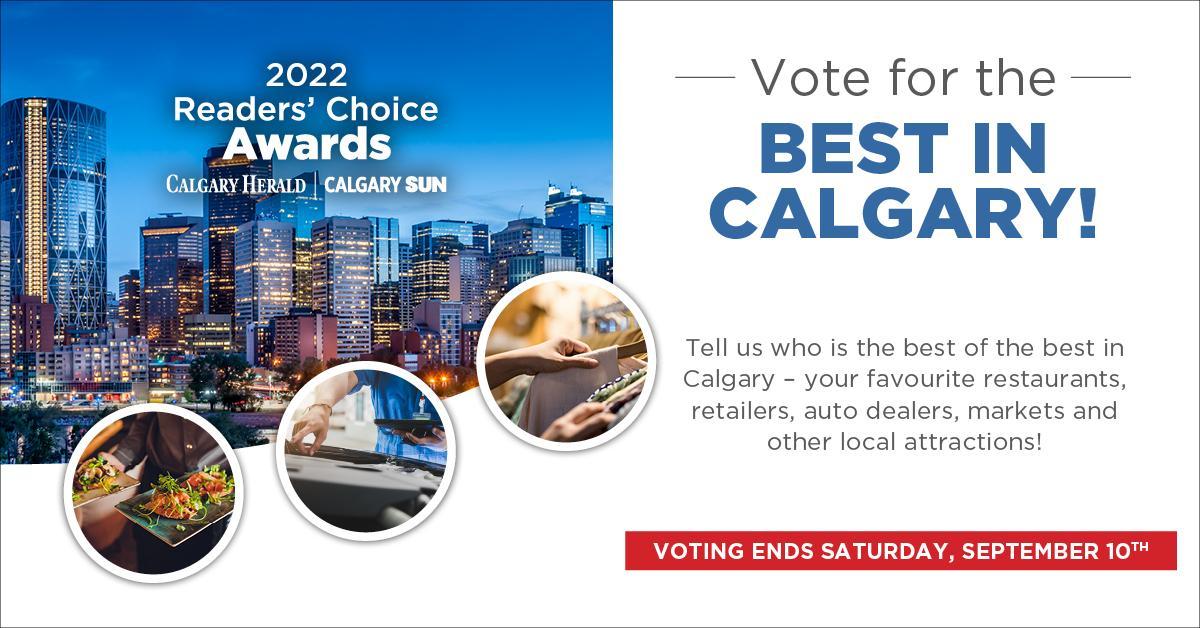 calgarysun's tweet photo. There's still time to vote for the best of the best in Calgary! The 2022 Readers' Choice voting ends tomorrow at https://t.co/RO8e2Czkcj
#calgarycontests #calgarybest #calgaryreaderschoice #readerschoice #contest #localCalgary #shopCalgary https://t.co/pJgsqIadYc