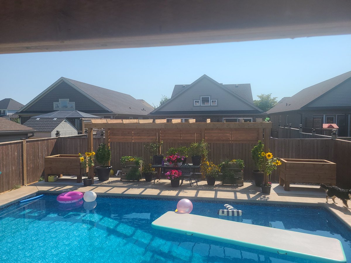 Front and backyard landscaping is officially finished. The backyard *neighbors blocking* pergola with louves and the garden tables were finished today and yesterday. Haywood backyard renovation 2022 complete! Thank God!!!