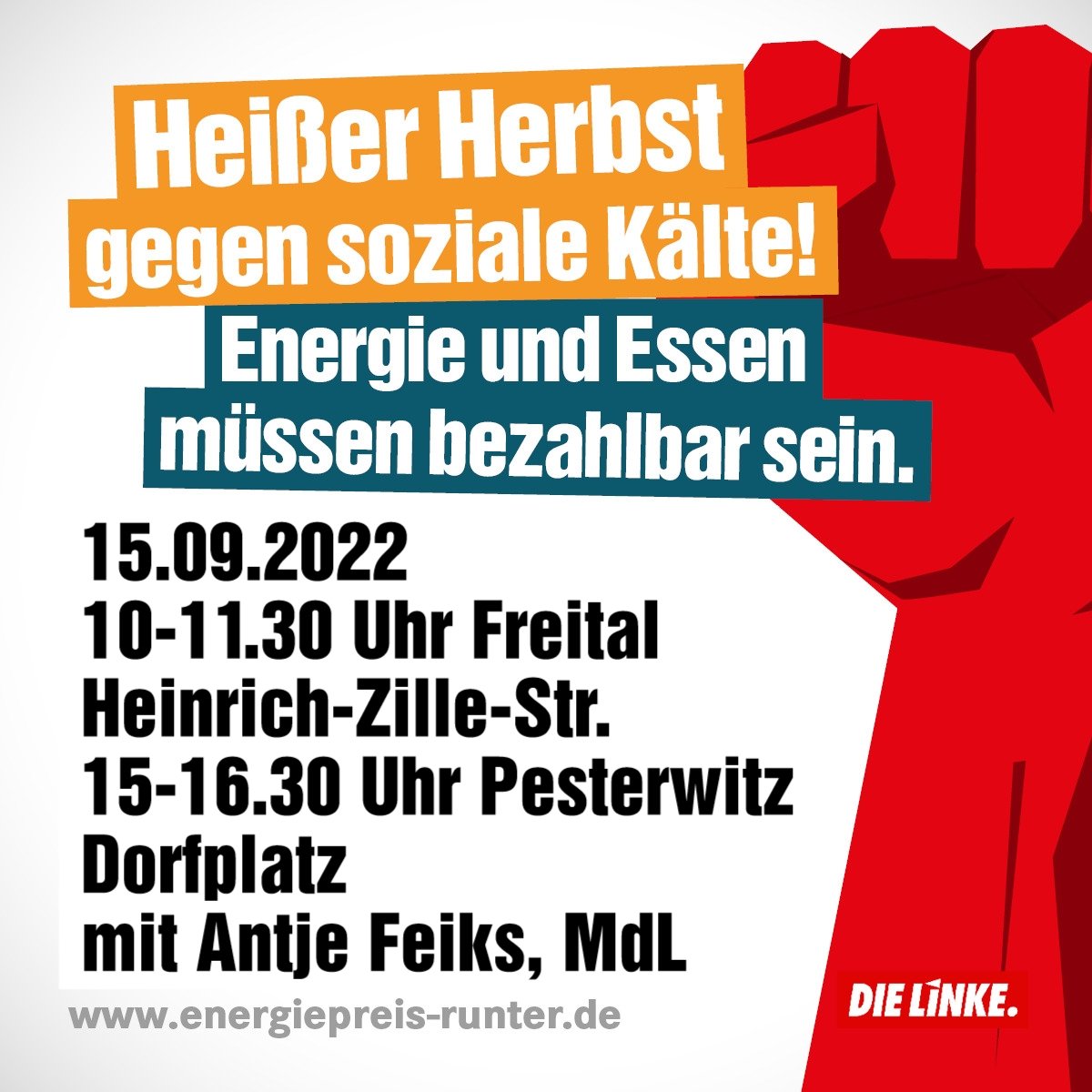 Veranstaltungstipp für Umme

#heisserherbst <a href="/LinkeFreital/">Die Linke. Region Freital</a> @linke_sachsen <a href="/dieLinke/">Die Linke</a>