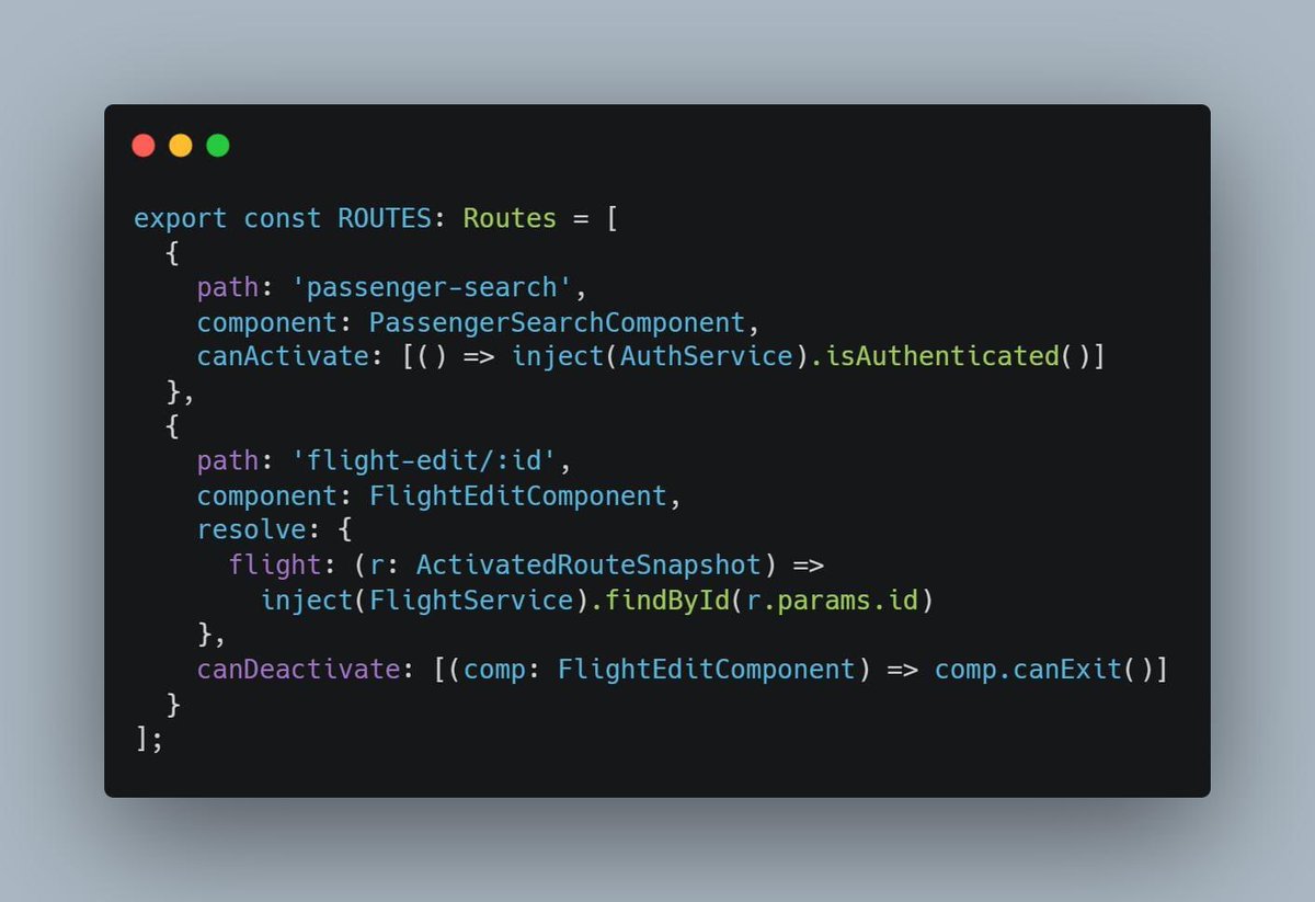 Did you know this? Since <a href="/angular/">Angular</a> 14.2, we can write functional guards and resolvers 👇 thanks <a href="/ManfredSteyer/">Manfred Steyer</a> for sharing ✨