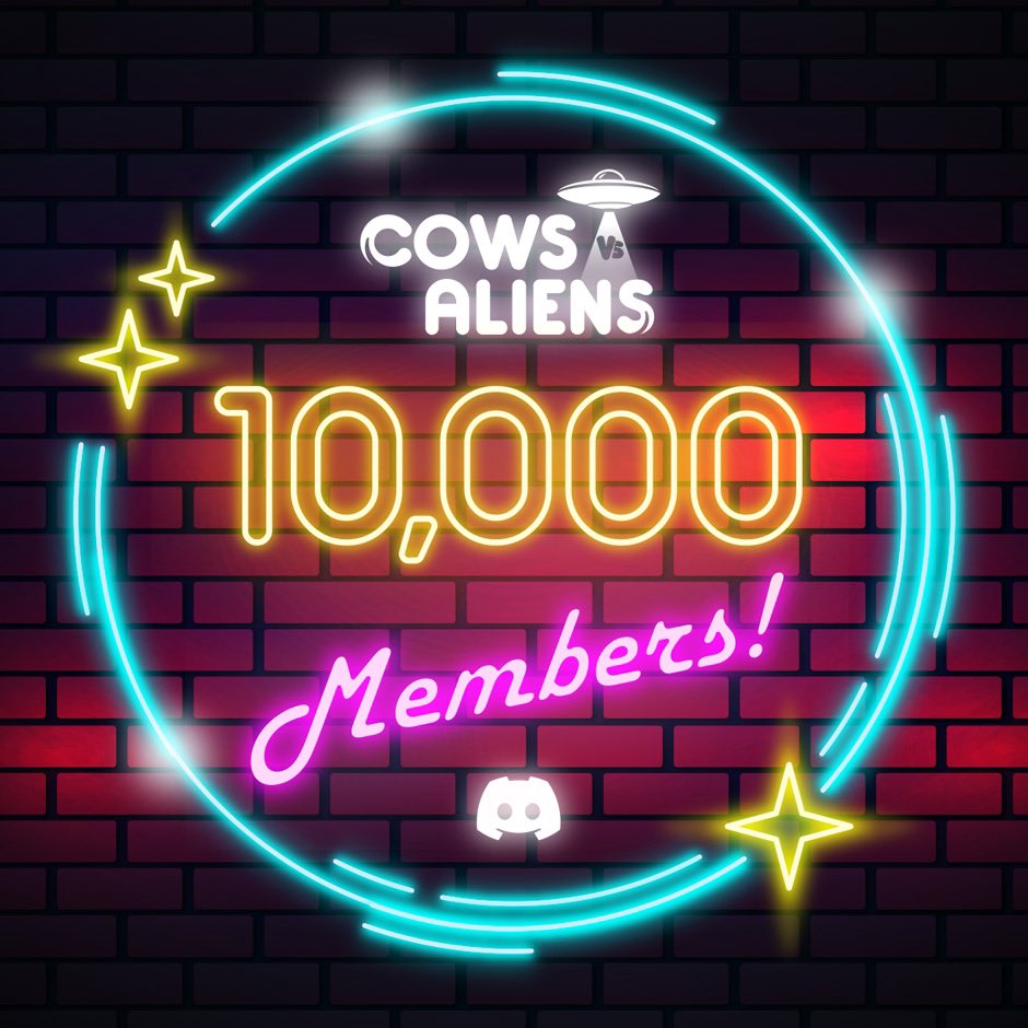 Cows Vs Aliens NFT (@cowsvaliens) on Twitter photo 10,000 Discord Members! Thank you❤️ 10,000 Discord Members! Thank you❤️