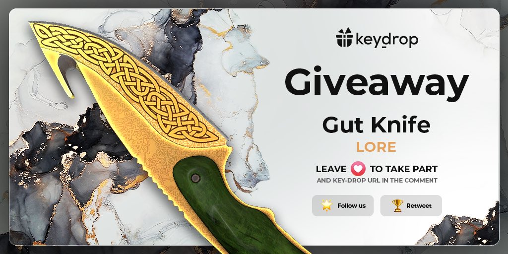 keydropcom's tweet image. Giveaway on ★ Gut Knife | Lore 🎁

👊 Just leave ❤️ under the post! 
🌟 Follow us!
🏆 Retweet!
 
⏰ Wait 24 hours!

#freeskins #csgoskinsgiveaway #csgoskinsfree #giveaway #airdrop #csgocases #csgocase #csgoesport #skins #csgoskins #keydrop #keydropcom #csgo