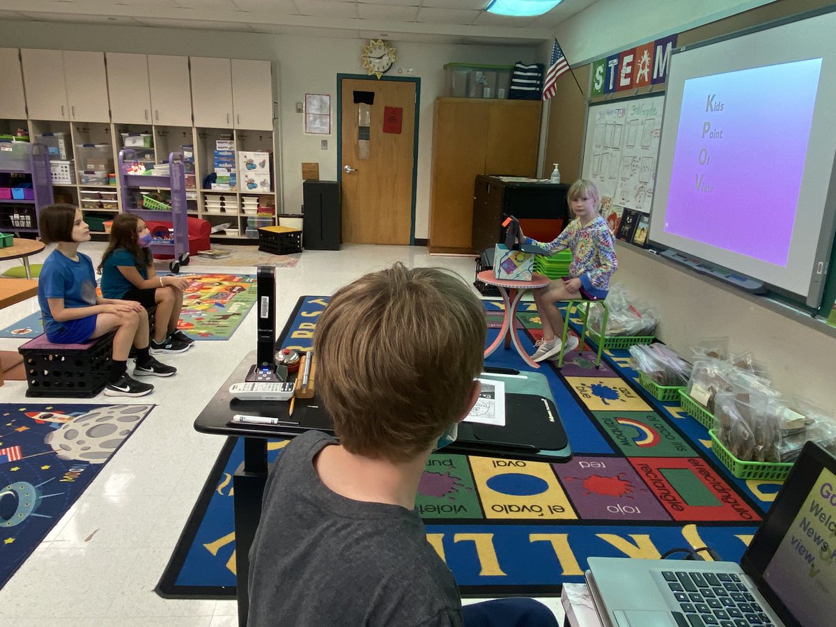 kingsparklions's tweet photo. Our 3rd grade #KPOVNews (Kids Point of View) anchors prepping for next week’s news shows! K-3 student leaders #greatmindsatWork https://t.co/4Klmm6lRmg