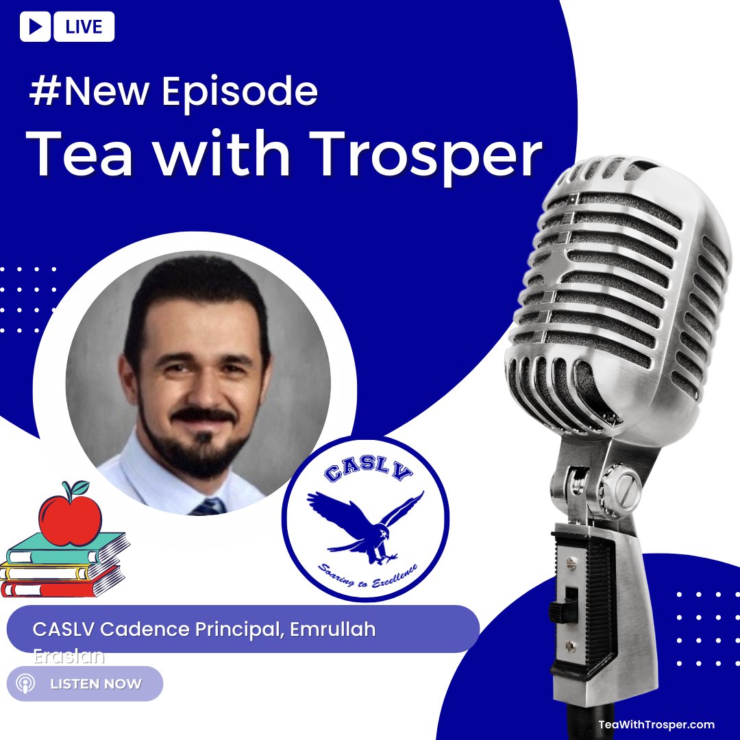TrosperPR's tweet photo. On this month's episode of Tea with Trosper, we sit down with Emrullah Eraslan, the Principal of Coral Academy of Science Las Vegas' brand new Cadence campus. Mr. E, give us an inside perspective on the charter school system &amp; so much more! #TeawithTrosper #CoralAcademyofScience https://t.co/Y1c4L234ml