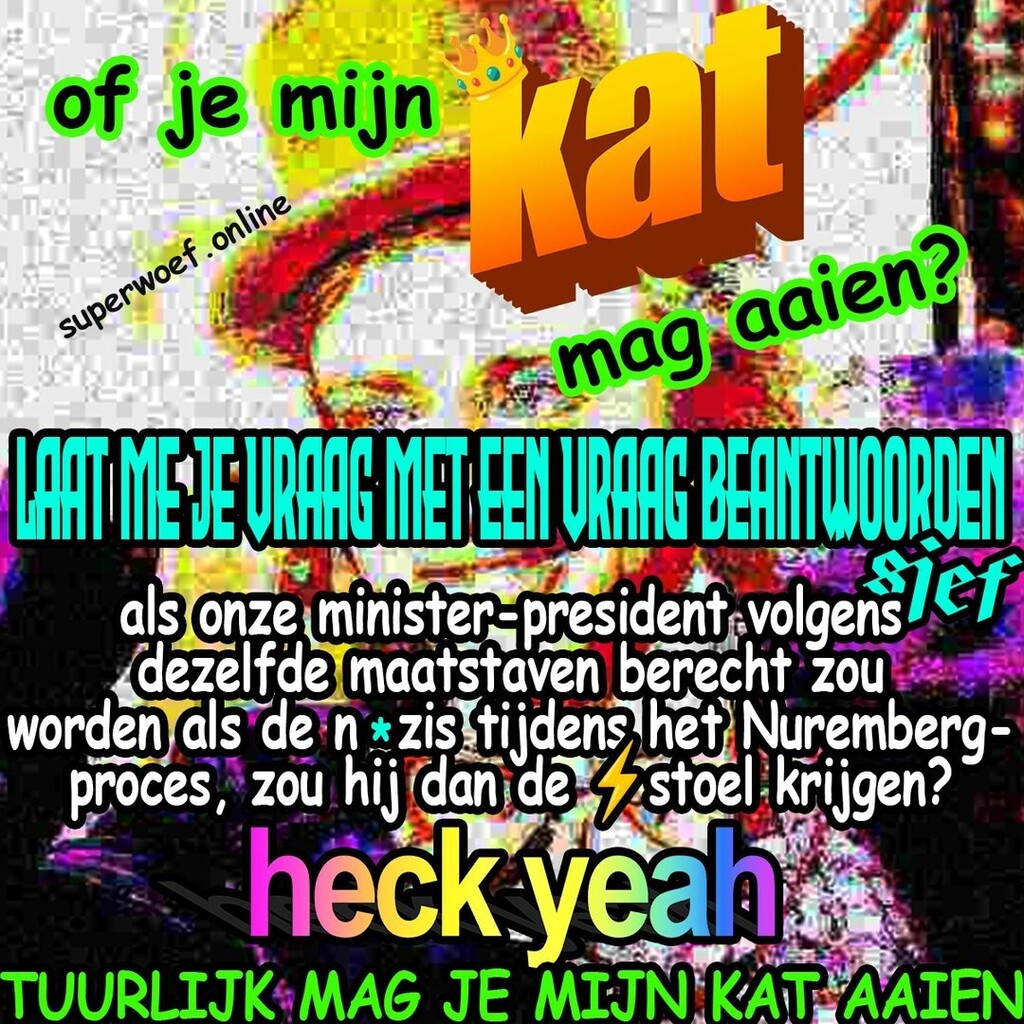 vervolg mark rutte voor misdaden tegen de menselijkheid en haal lelijke plakplaatjes om je weltschmertz te genezen via superwoef.online 🫥

#stickers #plakplaatjes #katten #honden #doggo #weltschmertz instagr.am/p/CiS2eSGvc2y/