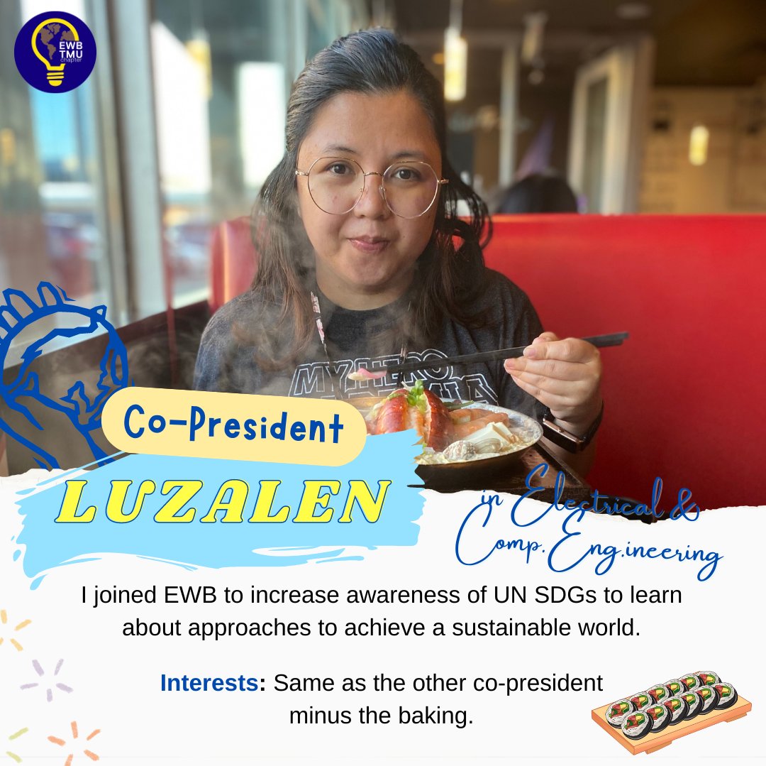 Say hello to our EWB-TMU chapter— not one but two— presidents!

They maintain the balance of the ins and outs of the entire team as they guide, support, and carry the chapter responsibilities to promote EWB’s mission, vision, and goals 🎉

#ewb #torontometropolitanuniversity #tmu