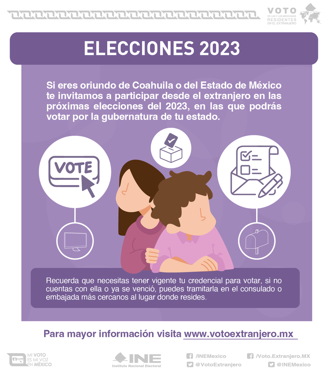 IMME (@ime_sre) on Twitter photo 📢 ¿Vives en el extranjero pero eres originario de #Coahuila o el #Edomex? Tramita tu #INE e inscríbete en la #ListaNominal para participar sus elecciones.
Conoce más en: votoextranjero.mx
<a href="/SRE_mx/">Relaciones Exteriores</a>  <a href="/luisgure/">luisgure</a>  <a href="/VotoExtranjero/">Voto Extranjero</a> <a href="/IEEM_MX/">IEEM</a> <a href="/IECoahuila/">IECoahuila</a> 📢 ¿Vives en el extranjero pero eres originario de #Coahuila o el #Edomex? Tramita tu #INE e inscríbete en la #ListaNominal para participar sus elecciones.
Conoce más en: votoextranjero.mx
<a href="/SRE_mx/">Relaciones Exteriores</a>  <a href="/luisgure/">luisgure</a>  <a href="/VotoExtranjero/">Voto Extranjero</a> <a href="/IEEM_MX/">IEEM</a> <a href="/IECoahuila/">IECoahuila</a>