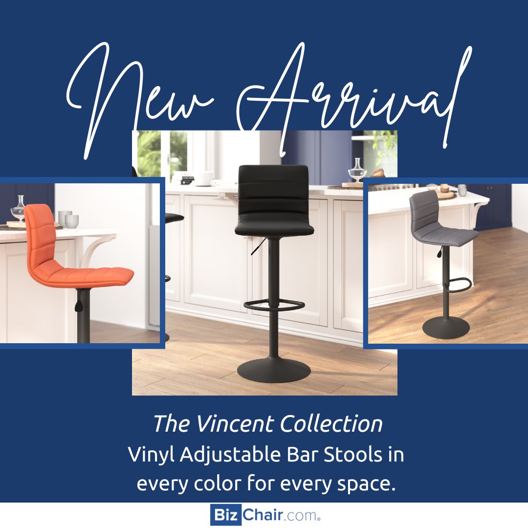 BizChair's tweet photo. The NEW Vincent Bar Stool Collection - available in every color you can imagine, perfect for every space and every room. Shop Now! https://t.co/fPsj0DH5E0 https://t.co/glzy4KGzHN