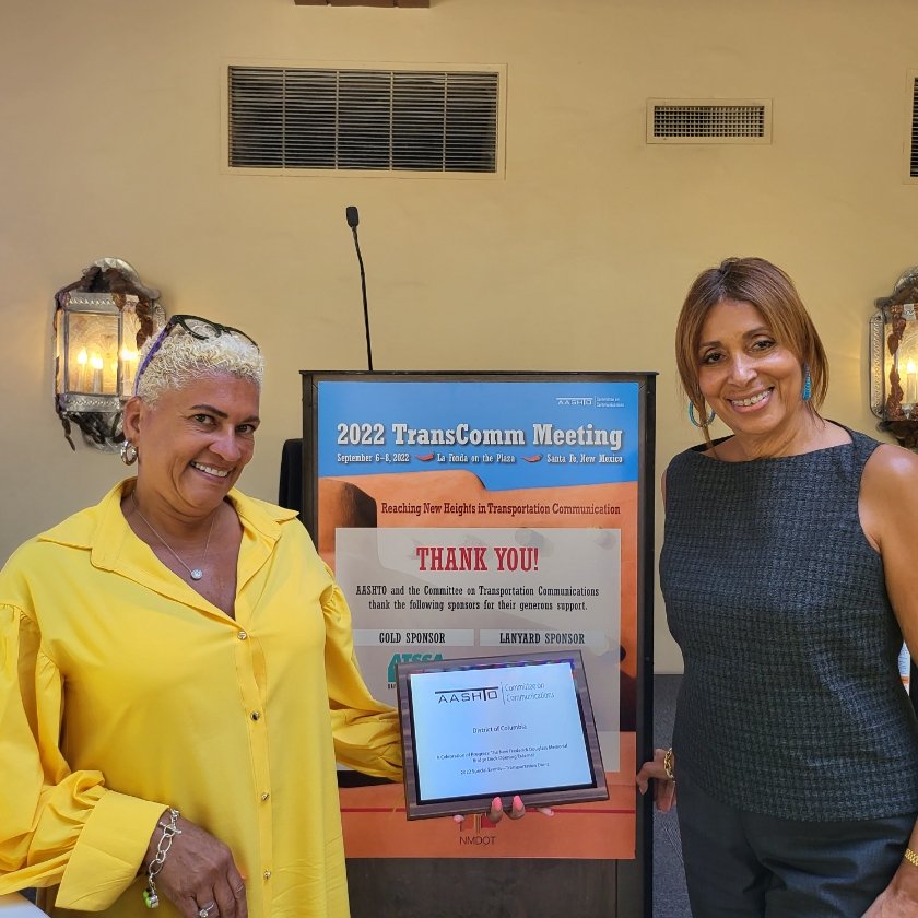 TBAconnects's tweet image. Our principals Kim Manning and Tina Boyd were proud to accept a 2022 @aashtospeaks #TransComm award on behalf of @ddotdc for our work on the @newfdmb project! The award honored the #NewFDMB project for our Celebration of Progress #NewFDMBOpening events held a year ago this week.