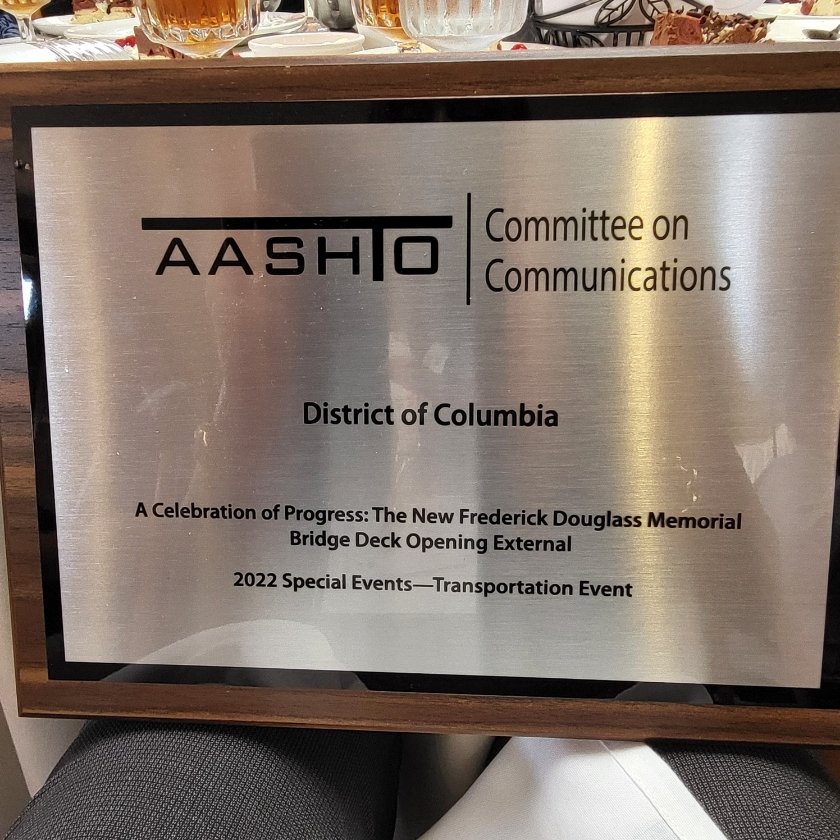 TBAconnects's tweet image. Our principals Kim Manning and Tina Boyd were proud to accept a 2022 @aashtospeaks #TransComm award on behalf of @ddotdc for our work on the @newfdmb project! The award honored the #NewFDMB project for our Celebration of Progress #NewFDMBOpening events held a year ago this week.