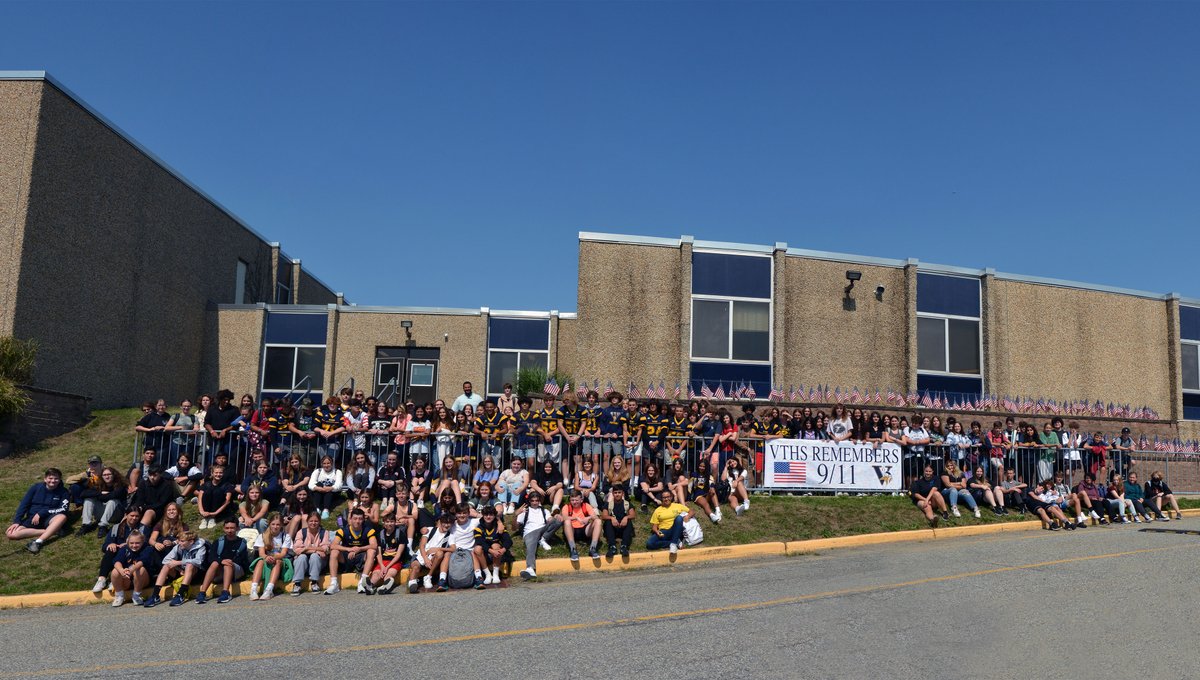 The Freshman Class at VTHS honored the memory of 9/11 by placing American flags on the school grounds Friday.  The tragedy, which so many remember, is now part of history for these students who were born seven years after the event.  #WeAreVTHS #VikingValues