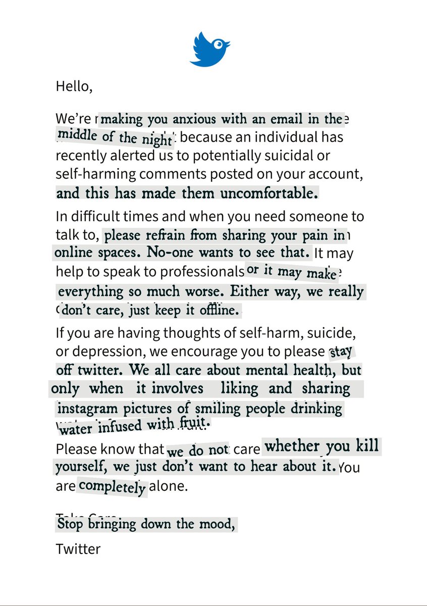 jaunty_aphorism's tweet photo. "Mental health" is socially acceptable because it's sexy yoga moves, well-lit photographs of people holding cups of tea, and inspiring tales of recovery. De-sanitise that narrative by talking about "mental illness" and someone will quickly arrive to tell you to shut up. https://t.co/5x1Zb3BZS1