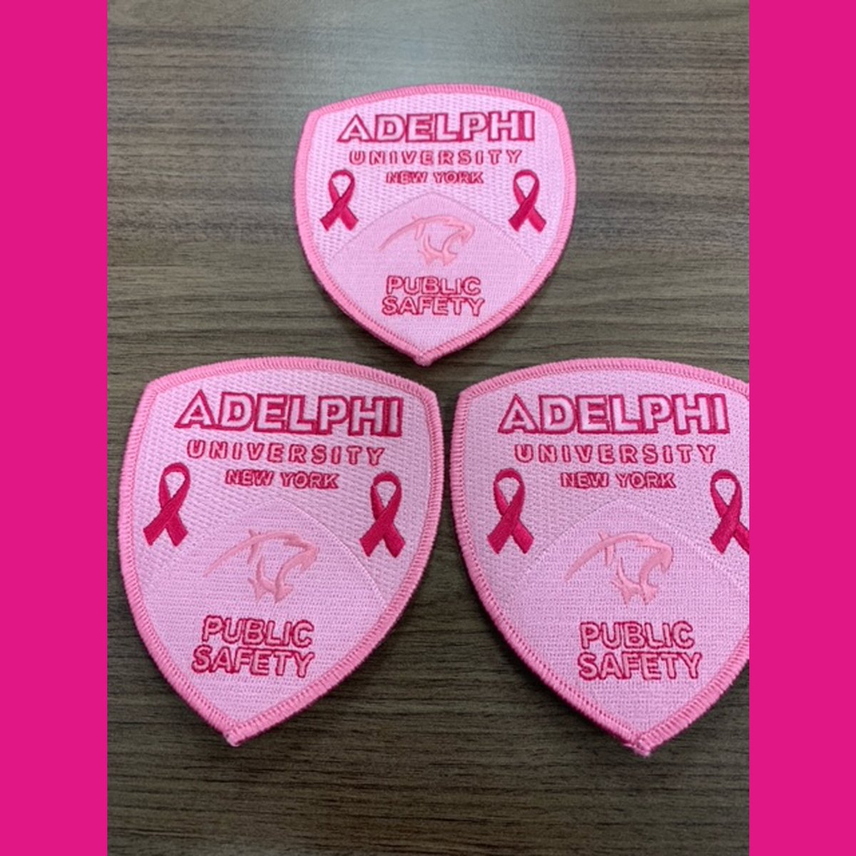 AUbreastcancer's tweet image. @AU_Publicsafety teamed up with @AUbreastcancer for #breastcancerawareness Month. With a donation to @AUbreastcancer you will receive a pink uniform patch @PinkPatchPrjct . All proceeds will be donated to the Adelphi Breast Cancer Program. Visit bit.ly/3QvHwF0
