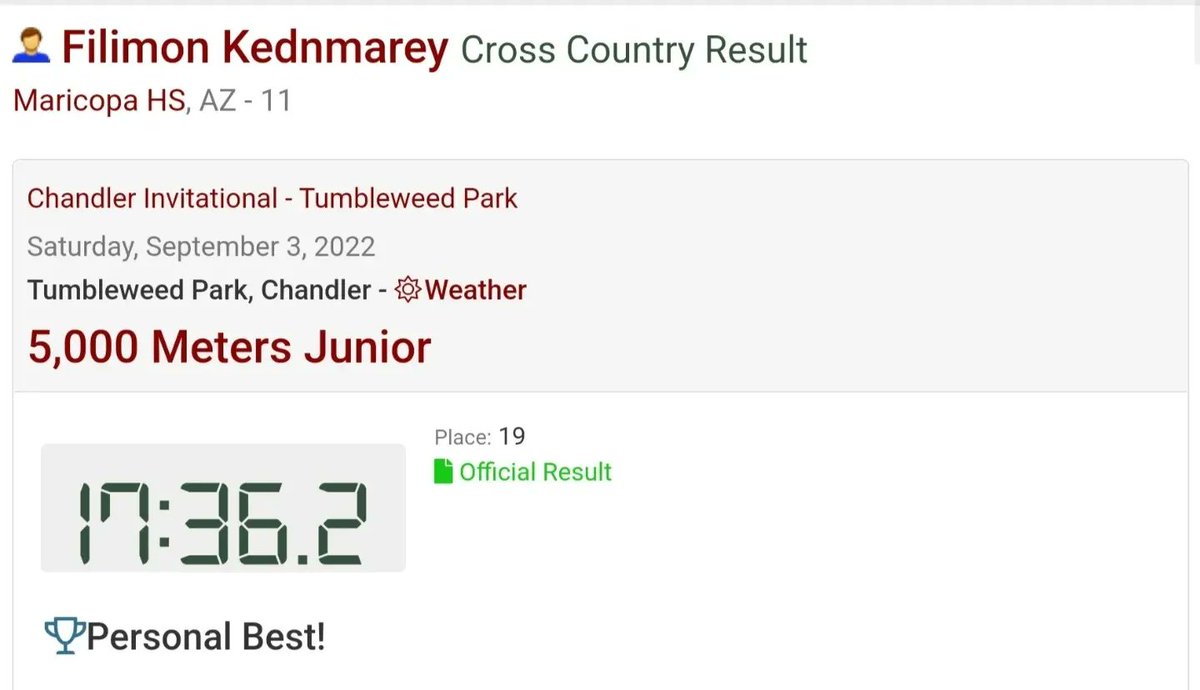MhsCountry's tweet photo. @MhsCountry #junior Filimon Kednmarey runs a 17.36 in first #race of the #season @Davidna09436445 @azc_obert @Ramsathletic @agility_vrod66 #PR #xc https://t.co/VkpHo4CRCk