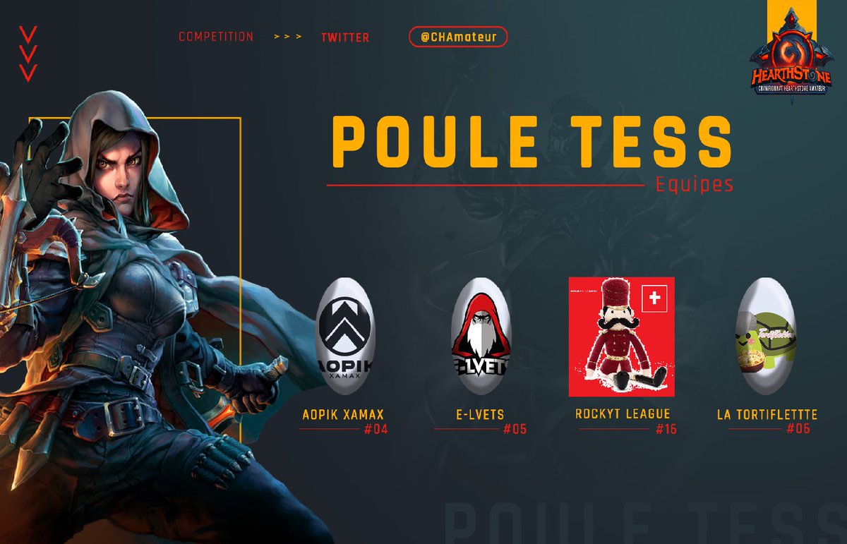 Nous serons donc dans la poule Tess pour ce <a href="/CHAmateur/">Championnat Hearthstone Amateur</a> , hâte d'en découdre avec nos adversaires. GL HF à Tous!!