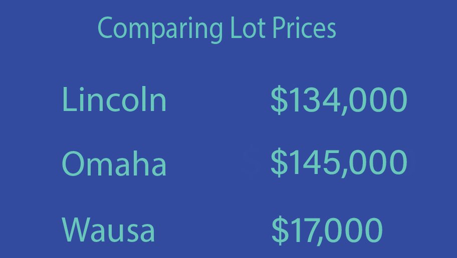 Looking for a sign to start building your dream home? Here it is.

The 1st photo is from 2020. Just in the last two years, prices have skyrocketed to the numbers in the 2nd image. Except for Wausa’s empty lots.

For more info, contact Jordan Johnson.
jordan.johnson@wausabank.com