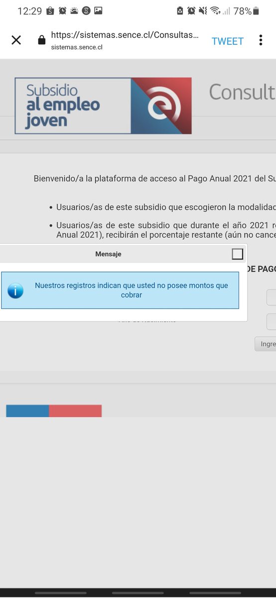 Santamayumi1's tweet photo. @SenceChile me confirmaron en mayo que si recibiría el pago anual ahora me sale que no. https://t.co/y0Et3nid02