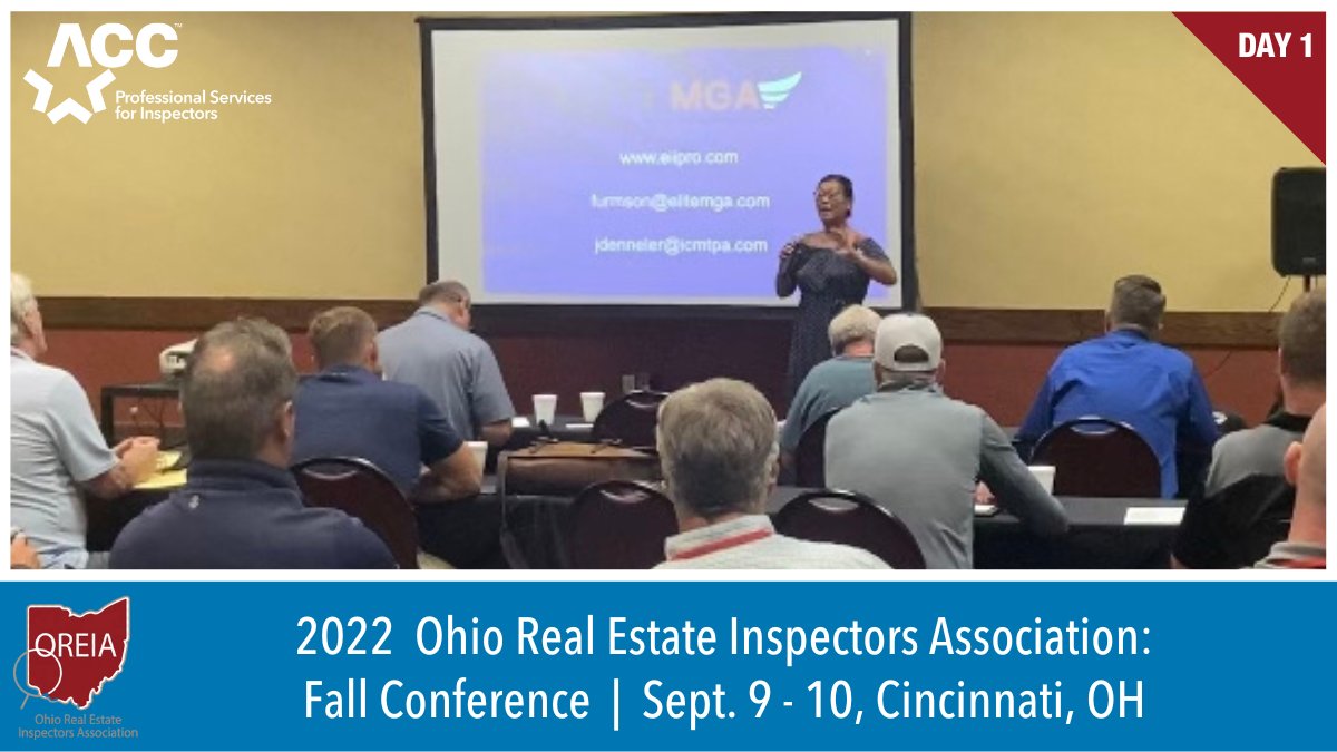 AmericasCall's tweet photo. It's day one of the #OREIA Fall Conference! ACC conference queen, Paula Pinnix, is stepping to the mic to share a bit about why more &amp; more inspectors are turning to ACC to help move their businesses forward during a shifting real estate market. #inspectorconference #ACC https://t.co/YrbWEGzbcR