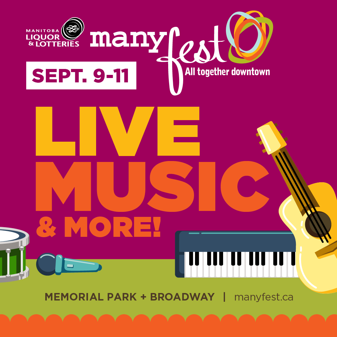 Are you here yet? What are you waiting for? Live music all weekend long, don't miss out! 🎤🎵 

#manyfest2022 #manyfestwpg #finditidowntown