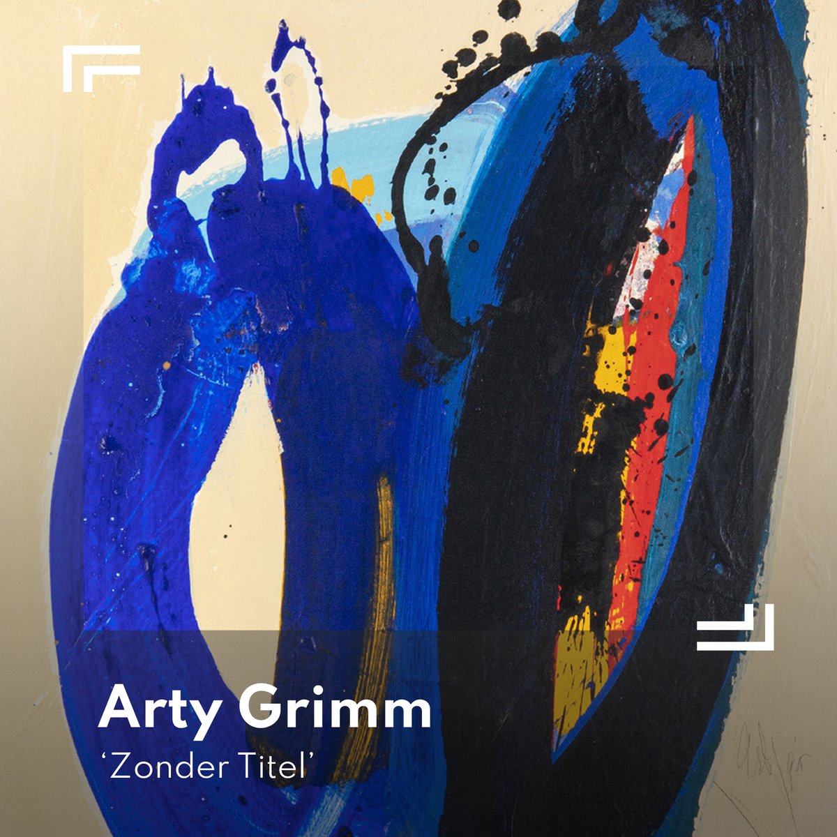 collectioneurs's tweet photo. Kunstenares Arty Grimm staat bekend om haar spontane manier van schilderen. Haar met olie of acrylverf beschilderde gouaches en doeken komen zonder voorafgaande schets of ondertekening tot stand. Naar eigen zeggen schildert zij ‘vanuit haar buik’. 

Arty Grimm, Zonder titel, 1995 https://t.co/1Yae4Osk0V