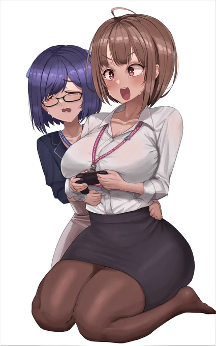 ホラーゲームやっているえーちゃん&のどか#絵ーちゃん #のどかあーと 