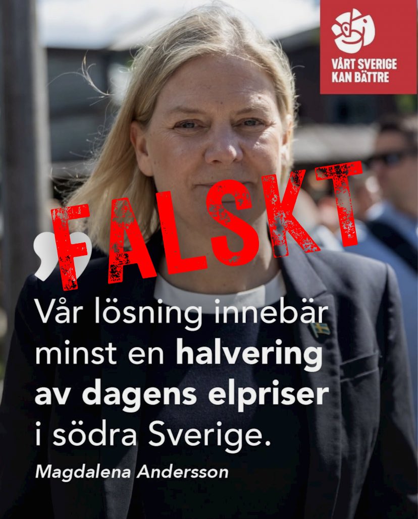 Socialdemokraterna försöker nu ta åt sig äran för EU:s förslag för att få ner elpriserna.

Syna lögnen! Förslaget är inte framtaget på initiativ från S, utan från EU-kommissionen.