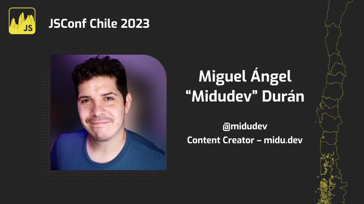 jsconfcl's tweet image. ¡Los números no mienten! Nuestro segundo charlista invitado de la JSConf Chile es 🎉@midudev 🎉.
Apasionado por la web, javascript y el acercarlos a la comunidad. Uno de los más votados en nuestra encuesta, esperamos con ansias compartir con Miguel este Febrero.