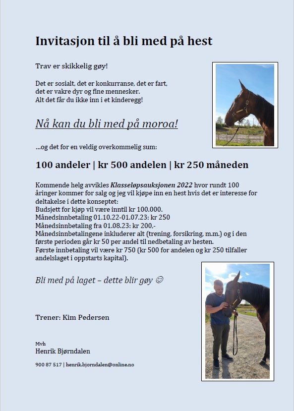 Last call! 

Ta kontakt på mail om du vil være med.