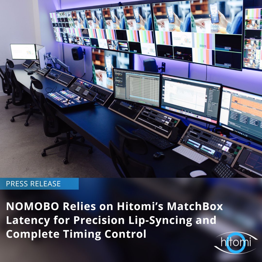 HitomiBroadcast's tweet photo. We’re thrilled that #NOMOBO has chosen #MatchBoxLatency to ensure complete timing quality control assurance during #remoteproduction of #liveevents for its corporate and entertainment clients. Read more here: https://t.co/XB3pFNzF5Z #IBC2022 #broadcast #MatchBox #latency #lipsync https://t.co/a3hTxwngkJ