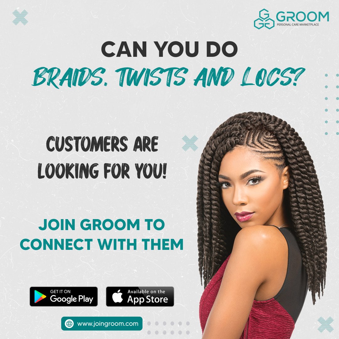 JoinGroom's tweet photo. Join Groom &amp; get in touch with potential clients.
Download app:
📱 https://t.co/DRXL9hq9Vf
📱 https://t.co/9lsZPi2iFb

#groom #braids #braidsforgirls #braidstylist #braidsforlittlegirls #twists #twiststyles #twiststyle #LOCS #LOCSTYLES #locstylesforwomen #locstylist #locsforwomen https://t.co/CualVKXDr4