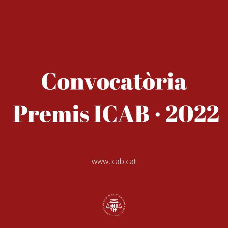 ICABarcelona's tweet photo. Convocatòria 2022 dels #PremisICAB: Memorial degà Roda i Ventura, Pedro Martín García, In Memoriam Juan Carlos Elías, Ferrer Eguizábal, Luis del Castillo, Memorial degà Josep Pintó Ruiz i Feixó Carreras. https://t.co/MO7vAYjyHP https://t.co/M9oZU347Ji