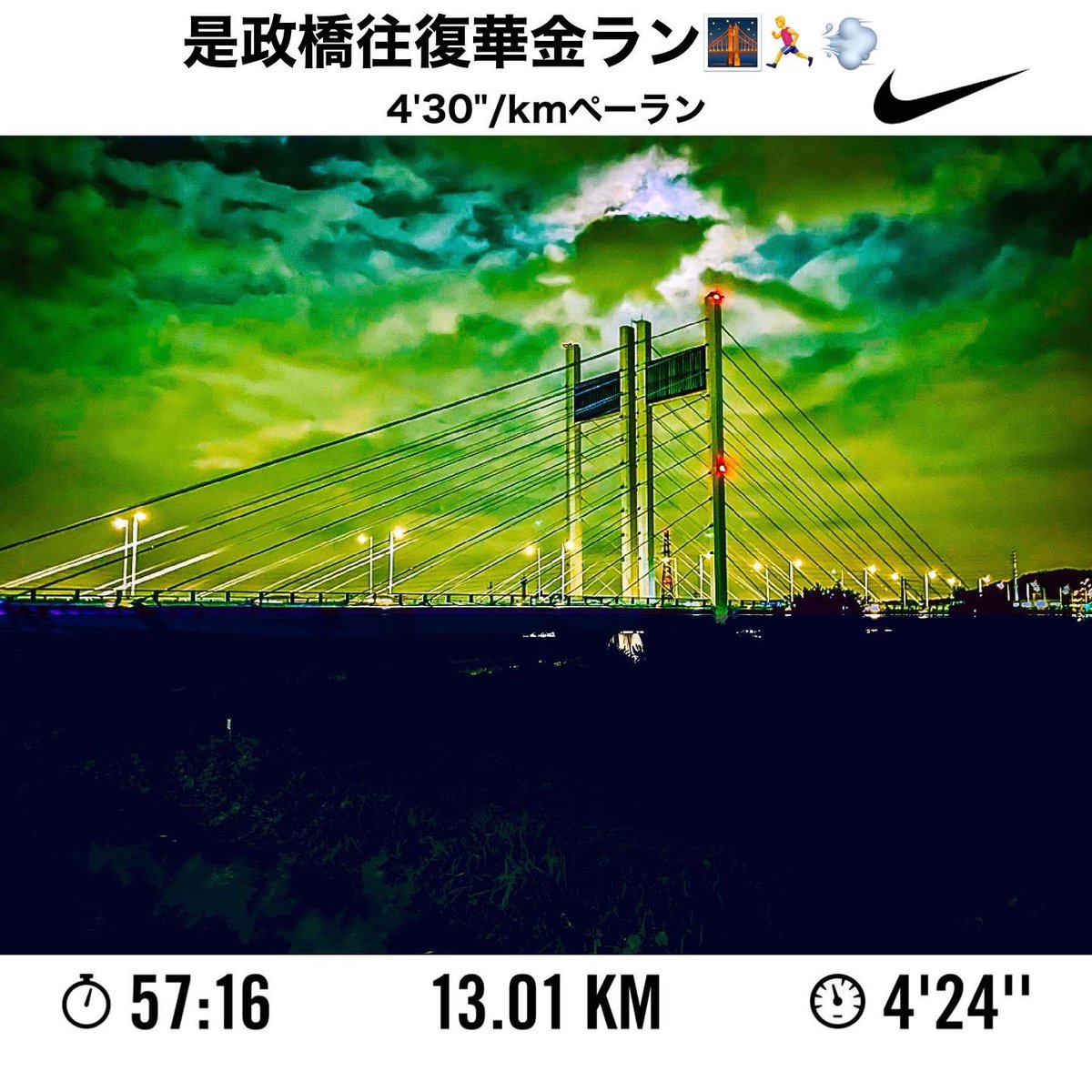 takaaaaaaaaaa's tweet photo. +ダウンジョグ 1km
2週間ぶりの是政橋往復ラン
4'30"/km #ペーラン
Garminが修理中でApple WatchのNRCで今のラップペースが分からないからとりあえず平均4'30"/kmをオーバーしないように。
オールクリア💯✌🏻
#テンポ走
#TempoRun
#PaceRun
#Run
#Running
#ラン
#ランニング
#ジョグ
#ジョギング
#JOG https://t.co/YFUUJ26W5K