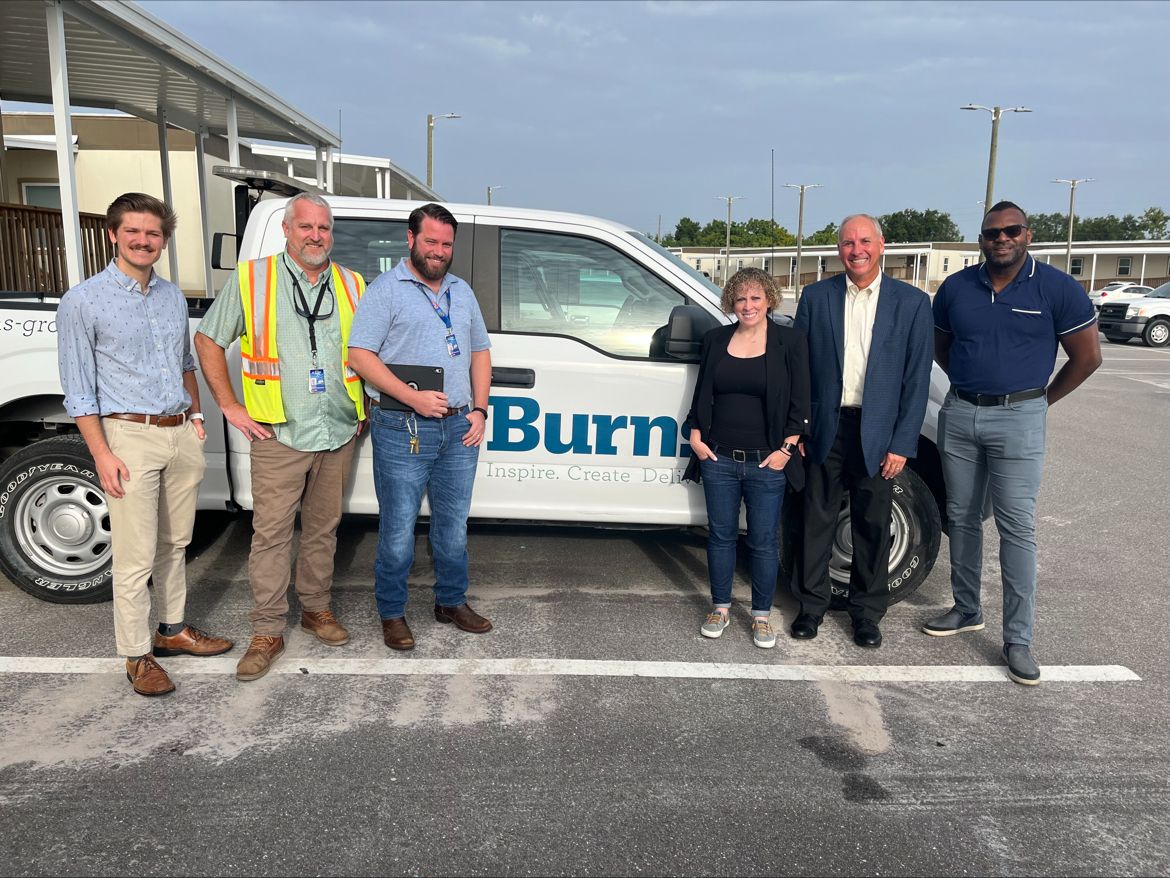 BurnsGrp's tweet photo. Meet Up in #Orlando! Recently CEO Matthew Burns, BIM Manager Chauncey Scott, and Human Resources Director Patricia Tuso caught up with our on-site #Aviation team members at Orlando International Airport who are working on the South Terminal C project. #InspireCreateDeliver https://t.co/i86z2sP3G3