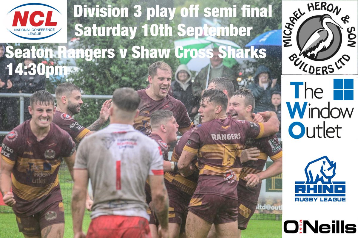 SeatonRangersRL's tweet photo. Please note tomorrows game v @SharksOA is a 2pm kick off https://t.co/cMuZ0rBP2m