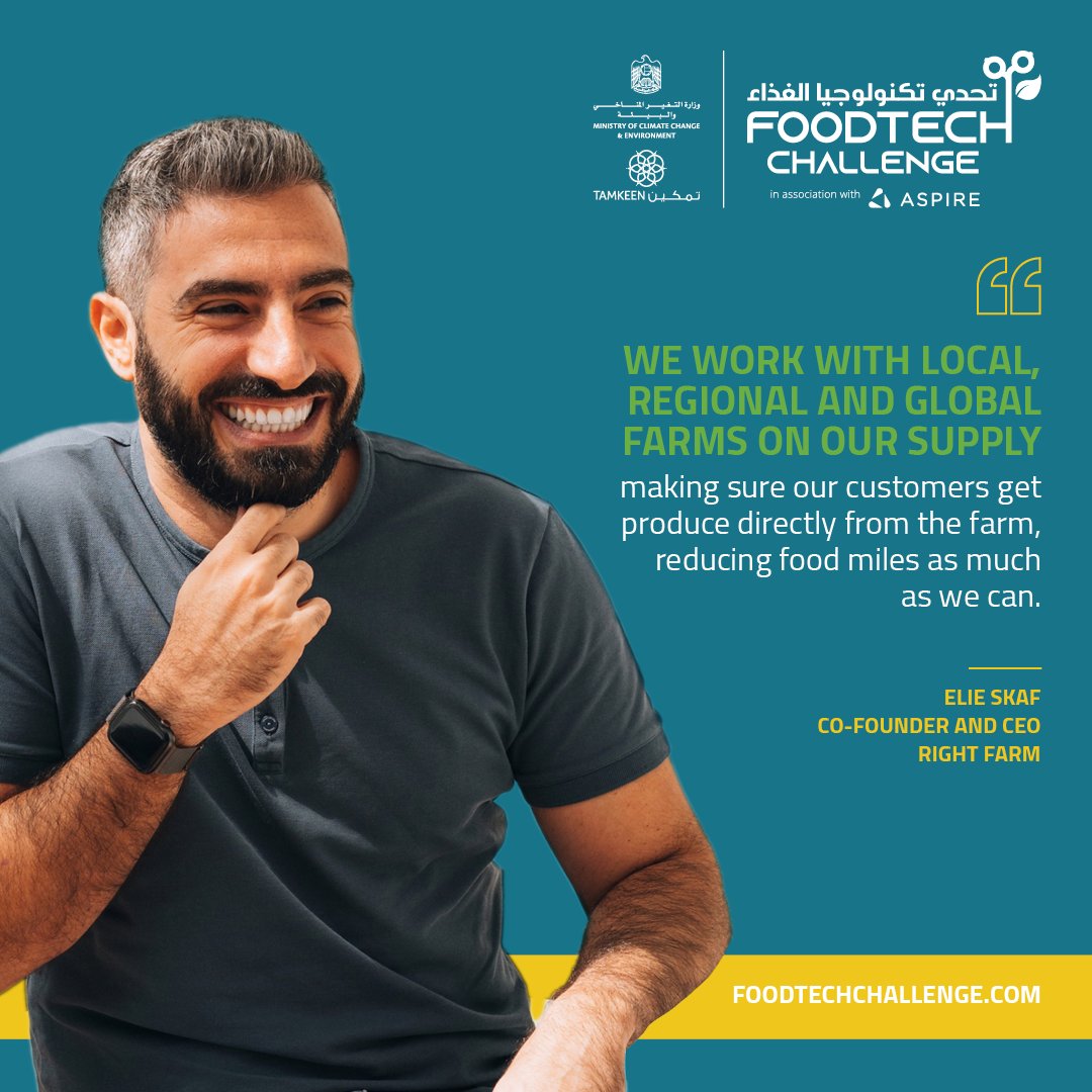 FoodTechUAE's tweet photo. Elie Skaf, Co-founder and CEO of @rightfarmuae discusses how the company helps reduce food miles and optimize the food supply chain using data and advanced technology. Stay tuned for our upcoming #FoodTechTalk featuring Right Farm to learn more! 🔔 https://t.co/4AfmbSUE9G