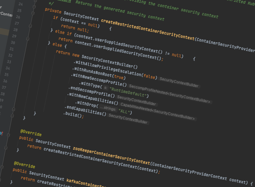 strimziio's tweet photo. In #Strimzi 0.31, we made it much easier to configure the Pod and container security contexts of your #ApacheKafka clusters with pluggable Pod Security Providers. You can read more about this new feature in our new blog post from @scholzj: https://t.co/aTBBj2TjE6 https://t.co/QDcLa3cN0C
