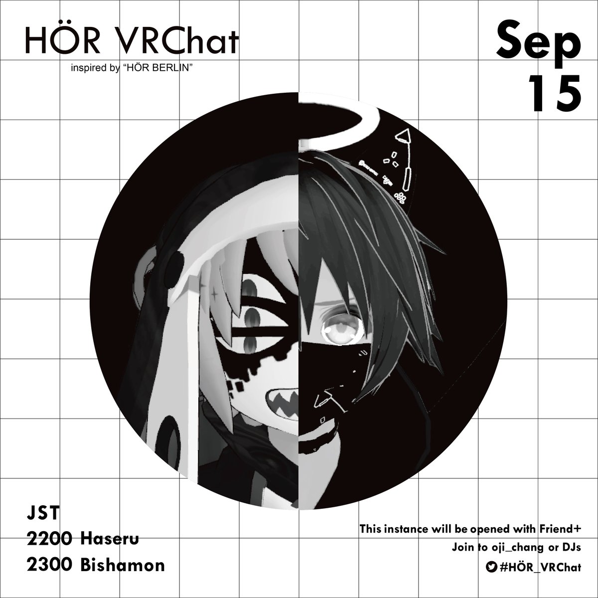 hoervrchat's tweet photo. HÖR VRChat 
2022-09-15 (Thu)

DJs
22:00(JST)  
@haseru____  

23:00(JST)  
@bishamon_bell 

#HÖR_VRChat https://t.co/fzbPln4c6u
