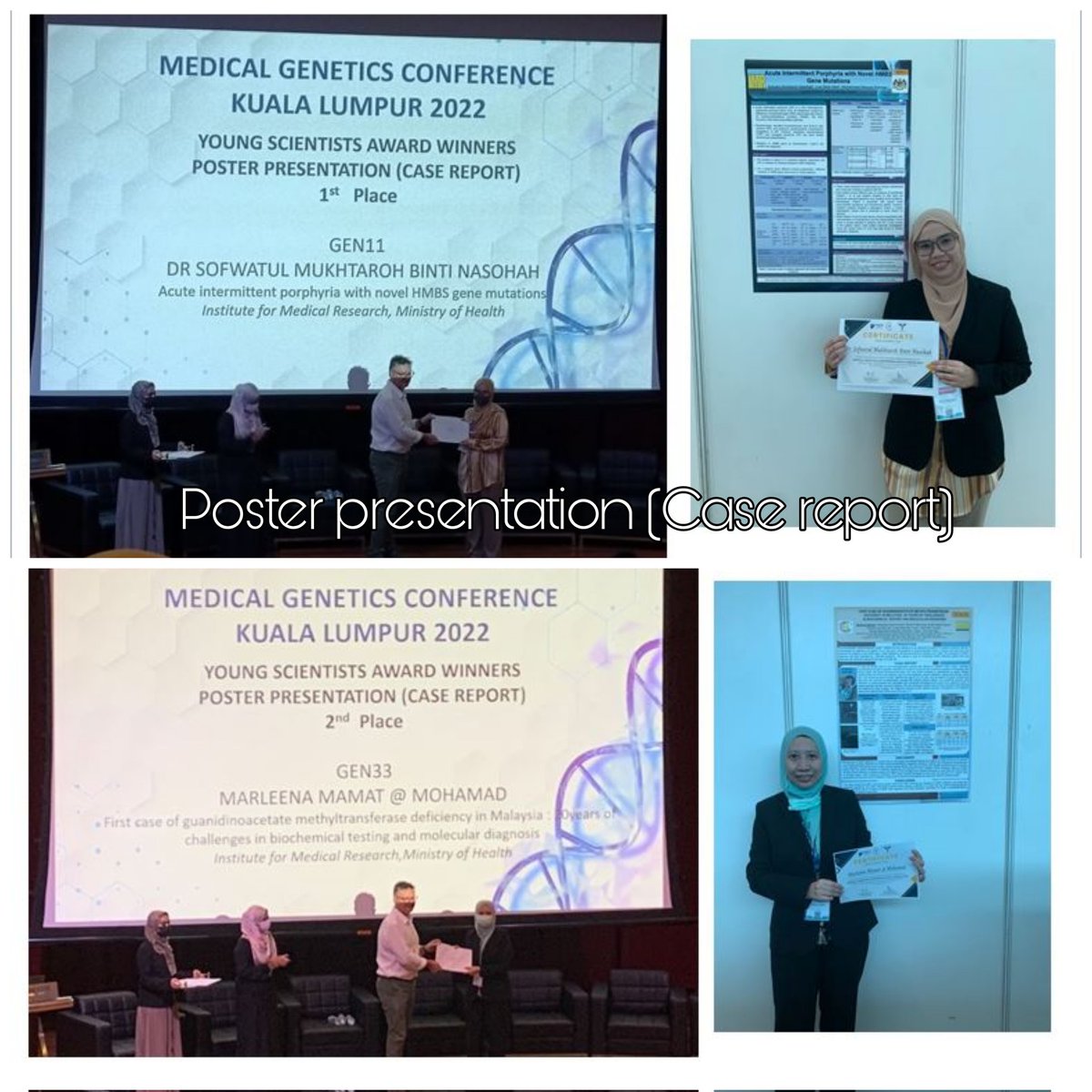 IMR_NIH's tweet photo. We would like to congratulate Biochemistry and Molecular Diagnostic Unit, SDC, and Endocrine & Metabolic Unit, NMCRC who won the Young Scientist Award Winner in the Medical Genetic Conference Kuala Lumpur 2022, held on 7th – 9th September 2022. #nihmy https://t.co/ULlRVeNoCs