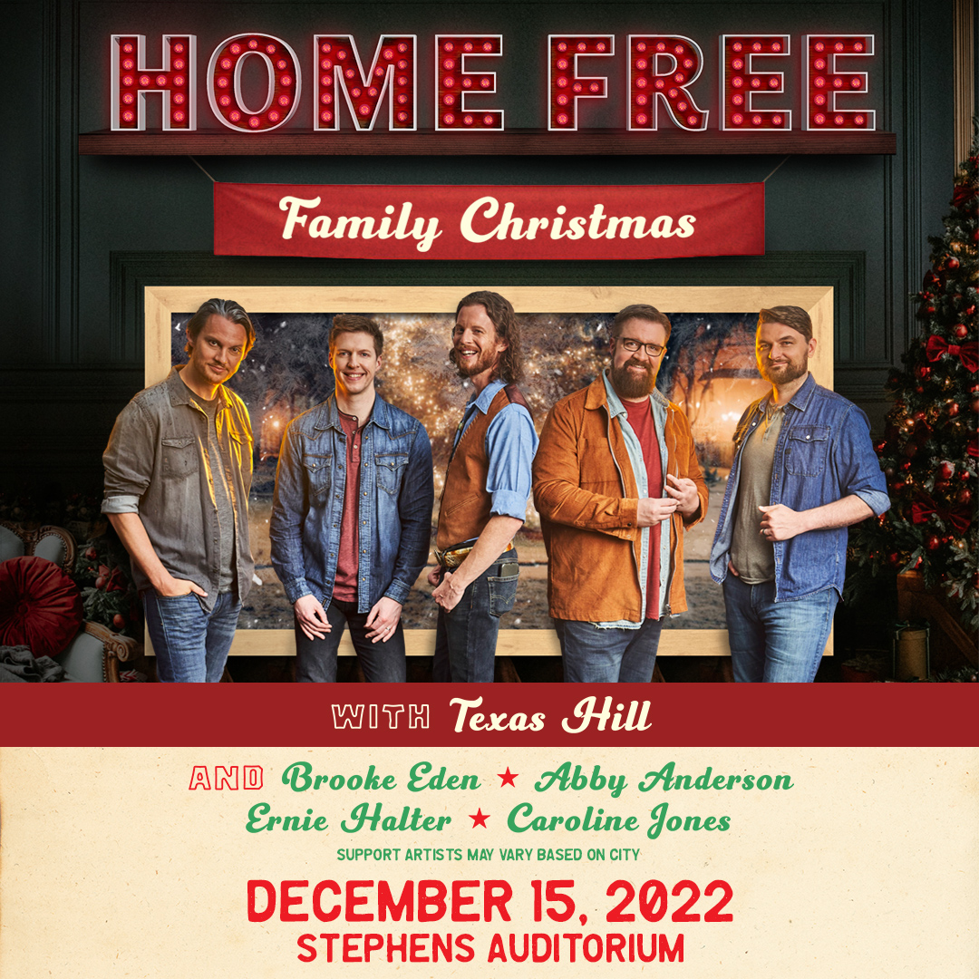 JUST ANNOUNCED! <a href="/HomeFreeGuys/">Home Free</a> Family Christmas Tour on Dec. 15 at 8 p.m.

Tickets on sale Friday, Sept. 16, at 10 a.m. at ticketmaster.com/event/06005D26…