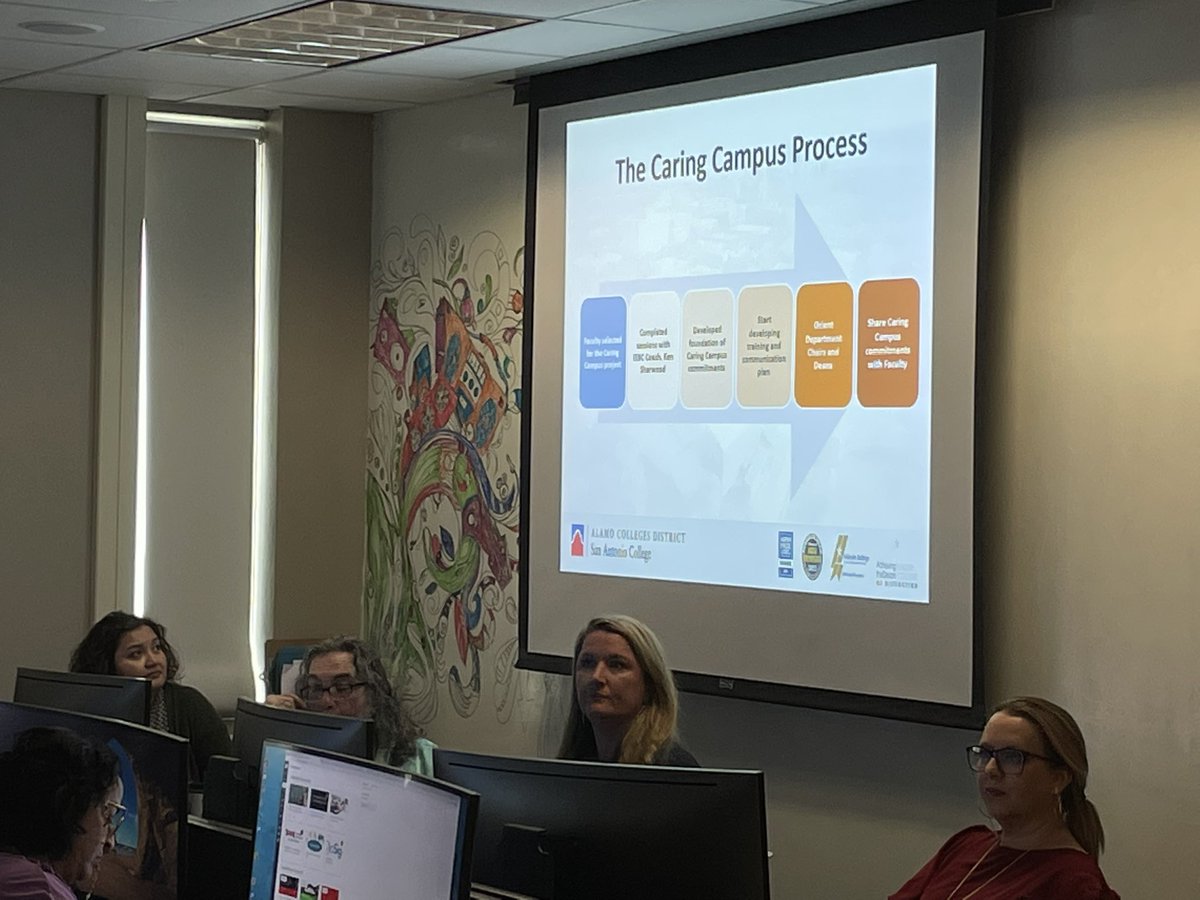 SACTeachLearn's tweet photo. Thanks Professor Ramsey and Dr. Serafine for talking to our new faculty at the Faculty Excellence Institute about our Caring Campus initiative. https://t.co/H7PZj8Q1Lb