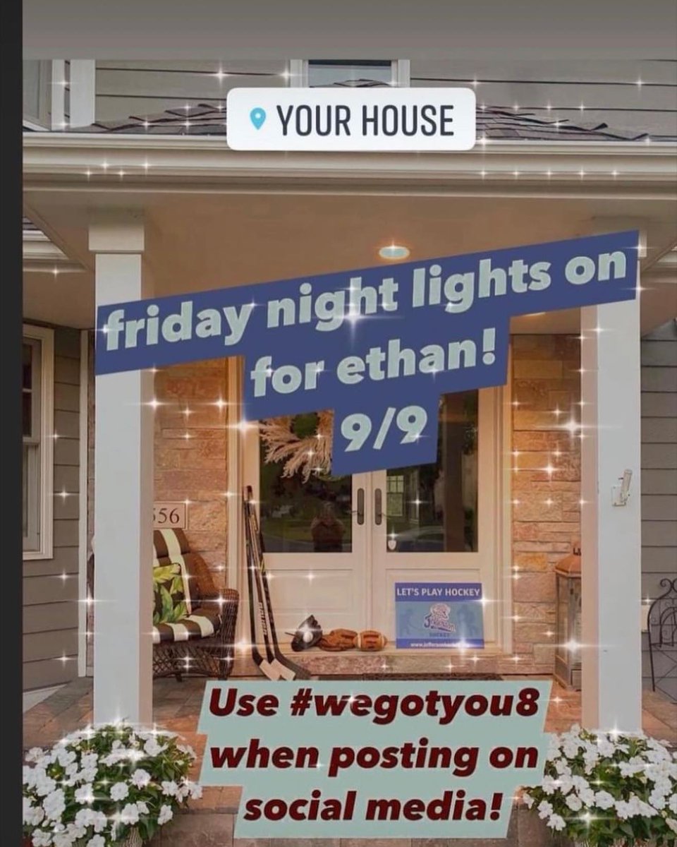 JHBCHockey's tweet photo. Tonight’s the night! Please leave a light on for Ethan Glynn.

Also, honor Ethan's love for sports by leaving a football, hockey stick or baseball glove by your door. 

Post your pics with the hashtag #wegotyou8 https://t.co/9qZYsMygDq