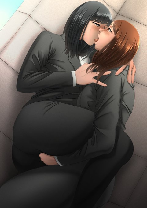 [R-18] ピタパンスーツでレズキス絵 #百合 #レズ #着衣 #yuri #レズキス #パンツスーツ https://t.co/dxdUrokppm 