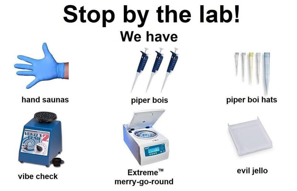 davidmanly's tweet photo. So very true, especially “evil jello”!
#science #WorkingInALab #SciComm https://t.co/pJVwUol6Ji