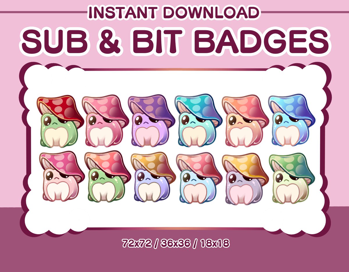 art_ioni's tweet photo. Cute Mushroom Frogs sub/bit badges avaliabe in 3 variants on my Etsy 
[https://t.co/T4QyZ2uetn] 

#twitch #subbadges #bitbadges #kawaii #kawaiicat #neko #vtuber #cutestreamer #cat #emoteartist #twitchstreamer #emote https://t.co/qOl3OylwH6