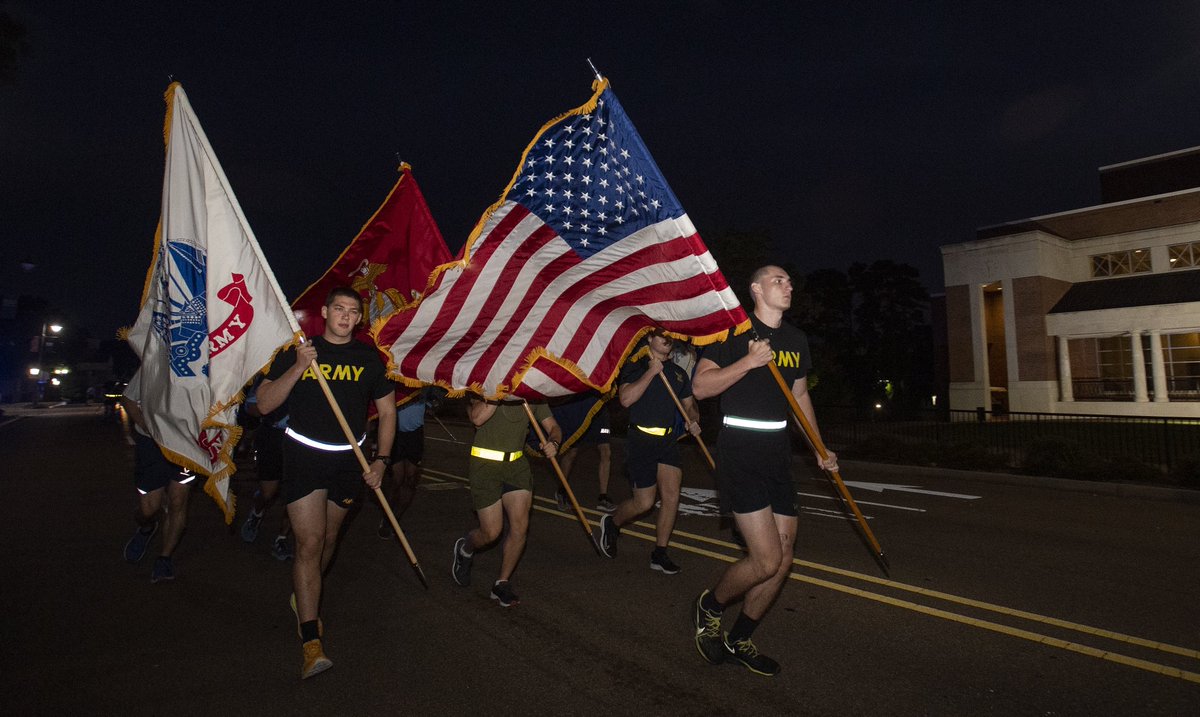 OleMiss's tweet image. This morning, the University of Mississippi ROTC program honored the victims of the 9/11 terrorist attacks on the United States with a commemorative run through campus and the city of Oxford.